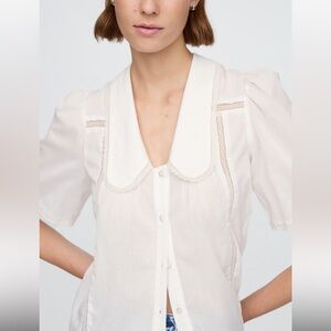 Gap White Lace Peter Pan Collar Women's Top